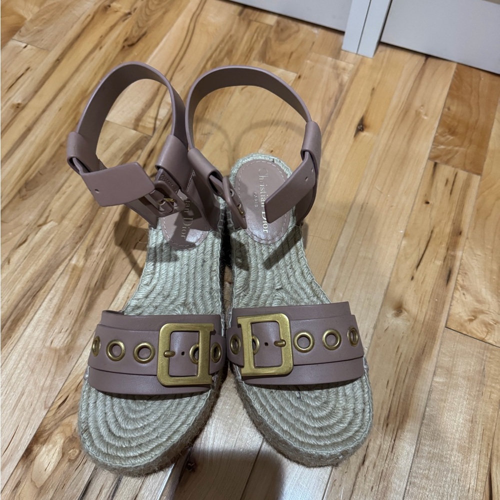 Dior Tan Espadrilles with Gold Buckle